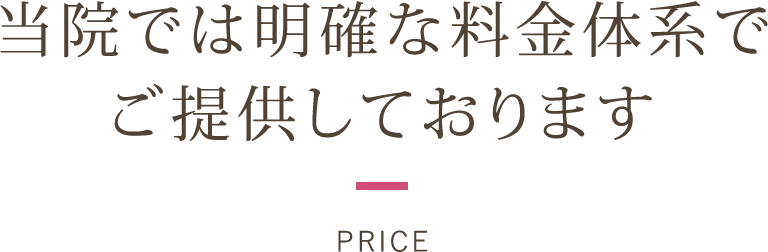 当院では明確な料金体系でご提供しております